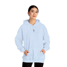 Load image into Gallery viewer, Back Design of Lightening & Clouds Cross - Unisex Heavy Blend™ Hooded Sweatshirt