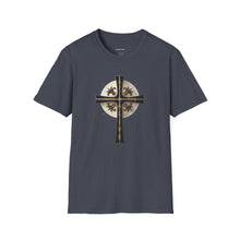 Load image into Gallery viewer, Golden & Black "Jesus is King" Cross - Unisex Softstyle T-Shirt