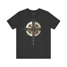 Load image into Gallery viewer, Golden & Black "Jesus is King" Cross - Unisex Short Sleeve T-Shirt