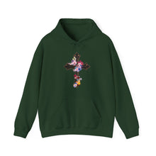 Load image into Gallery viewer, Flower Covered Cross - Unisex Heavy Blend™ Hooded Sweatshirt