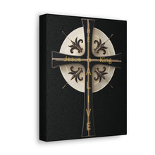 Load image into Gallery viewer, Golden & Black "Jesus is King" Cross - Canvas Wall Art