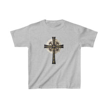 Load image into Gallery viewer, Golden & Black "Jesus is King" Cross - Kids Heavy Cotton™ Tee