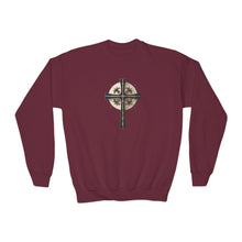 Load image into Gallery viewer, Golden & Black "Jesus is King " Cross - Youth Crewneck Sweatshirt
