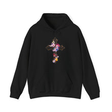Load image into Gallery viewer, Flower Covered Cross - Unisex Heavy Blend™ Hooded Sweatshirt