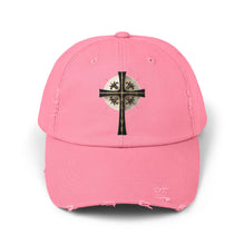 Load image into Gallery viewer, Golden & Black "Jesus is King" Cross - Cotton Distressed Cap