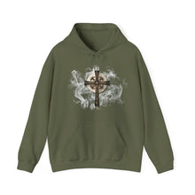 Load image into Gallery viewer, New! Golden & Black "Jesus is King" Cross - Unisex Heavy Blend™ Hooded Sweatshirt