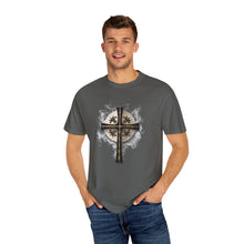 Load image into Gallery viewer, Golden & Black "Jesus is King" Cross - Unisex Garment-Dyed T-shirt