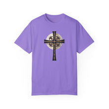 Load image into Gallery viewer, Golden & Black Cross "Jesus is King" - Unisex Garment-Dyed T-shirt