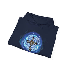 Load image into Gallery viewer, New! Lightning & Clouds Cross - Unisex Heavy Blend™ Hooded Sweatshirt