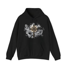 Load image into Gallery viewer, New! Golden & Black "Jesus is King" Cross - Unisex Heavy Blend™ Hooded Sweatshirt
