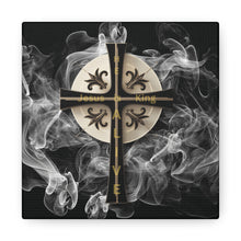 Load image into Gallery viewer, NEW! Golden & Black "Jesus is King" Cross - Canvas Wall Art
