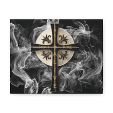 Load image into Gallery viewer, NEW! Golden & Black "Jesus is King" Cross - Canvas Wall Art
