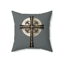 Load image into Gallery viewer, Golden & Black Cross "Jesus is King" - Pillow