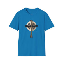 Load image into Gallery viewer, Golden & Black "Jesus is King" Cross - Unisex Softstyle T-Shirt