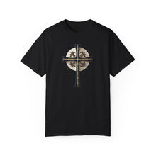 Load image into Gallery viewer, Golden & Black Cross "Jesus is King" - Unisex Garment-Dyed T-shirt