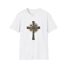 Load image into Gallery viewer, Golden & Black "Jesus is King" Cross - Unisex Softstyle T-Shirt