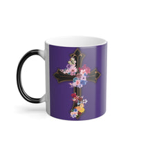 Load image into Gallery viewer, Flower Covered Cross - Color Morphing Mug, 11oz