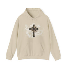 Load image into Gallery viewer, New! Golden & Black "Jesus is King" Cross - Unisex Heavy Blend™ Hooded Sweatshirt