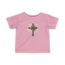 Load image into Gallery viewer, NEW! Golden & Black "Jesus is King" Cross - Baby Jersey Tee