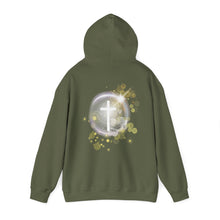 Load image into Gallery viewer, Back Design of White Dove Cross - Unisex Heavy Blend™ Hooded Sweatshirt