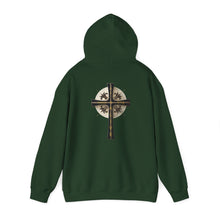 Load image into Gallery viewer, Back Design of Golden & Black Cross "Jesus is King" - Unisex Heavy Blend™ Hooded Sweatshirt