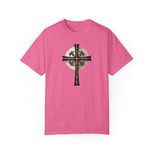 Load image into Gallery viewer, Golden & Black Cross "Jesus is King" - Unisex Garment-Dyed T-shirt