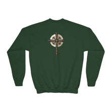 Load image into Gallery viewer, Golden & Black "Jesus is King " Cross - Youth Crewneck Sweatshirt