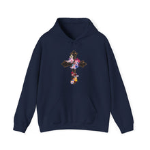 Load image into Gallery viewer, Flower Covered Cross - Unisex Heavy Blend™ Hooded Sweatshirt