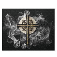 Load image into Gallery viewer, Golden & Black "Jesus is King" Cross - Puzzle (120, 252, 500-Piece)
