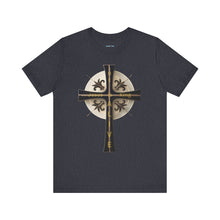 Load image into Gallery viewer, Golden & Black "Jesus is King" Cross - Unisex Short Sleeve T-Shirt