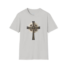 Load image into Gallery viewer, Golden & Black "Jesus is King" Cross - Unisex Softstyle T-Shirt