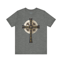 Load image into Gallery viewer, Golden & Black "Jesus is King" Cross - Unisex Short Sleeve T-Shirt