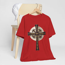 Load image into Gallery viewer, Golden & Black "Jesus is King" Cross - Short Sleeve T-Shirt