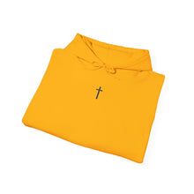 Load image into Gallery viewer, Back Design of Flower Covered Cross - Unisex Fit Heavy Blend™ Hooded Sweatshirt