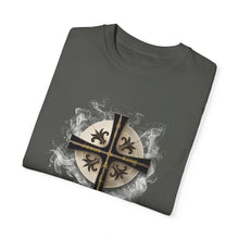 Load image into Gallery viewer, Golden & Black "Jesus is King" Cross - Unisex Garment-Dyed T-shirt