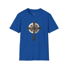 Load image into Gallery viewer, Golden & Black "Jesus is King" Cross - Unisex Softstyle T-Shirt