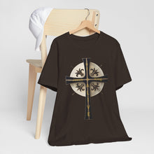 Load image into Gallery viewer, Golden & Black "Jesus is King" Cross - Short Sleeve T-Shirt