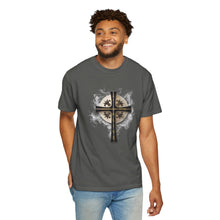 Load image into Gallery viewer, Golden & Black "Jesus is King" Cross - Unisex Garment-Dyed T-shirt