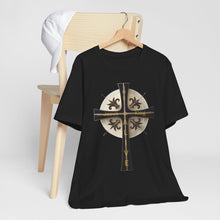 Load image into Gallery viewer, Golden & Black "Jesus is King" Cross - Short Sleeve T-Shirt