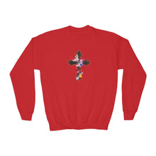 Load image into Gallery viewer, Flower Covered Cross - Youth Crewneck Sweatshirt