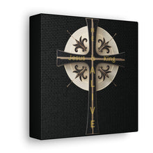 Load image into Gallery viewer, Golden & Black "Jesus is King" Cross - Canvas Wall Art