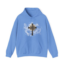 Load image into Gallery viewer, New! Golden & Black "Jesus is King" Cross - Unisex Heavy Blend™ Hooded Sweatshirt
