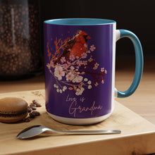 Load image into Gallery viewer, Red Cardinal & Flowers for Grandma - Accent Mug (11, 15oz)