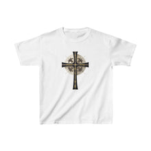Load image into Gallery viewer, Golden & Black "Jesus is King" Cross - Kids Heavy Cotton™ Tee