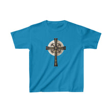 Load image into Gallery viewer, Golden & Black "Jesus is King" Cross - Kids Heavy Cotton™ Tee