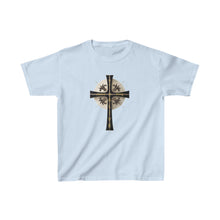 Load image into Gallery viewer, Golden & Black "Jesus is King" Cross - Kids Heavy Cotton™ Tee