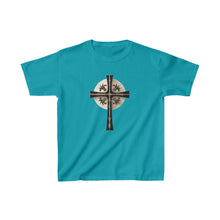 Load image into Gallery viewer, Golden & Black "Jesus is King" Cross - Kids Heavy Cotton™ Tee
