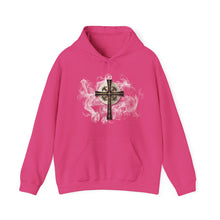 Load image into Gallery viewer, New! Golden & Black "Jesus is King" Cross - Unisex Heavy Blend™ Hooded Sweatshirt