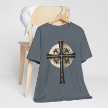 Load image into Gallery viewer, Golden & Black "Jesus is King" Cross - Short Sleeve T-Shirt
