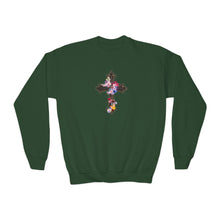 Load image into Gallery viewer, Flower Covered Cross - Youth Crewneck Sweatshirt